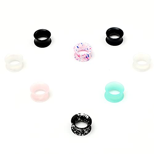 WBRWP 48/32/24/22/20/16/12pcs Ear Tunnels and Plugs - Double Flared Hollow Hard/Soft Silicone Ear Gauges - Ear Expander Stretcher Body Piercing Jewelry 8g-1" - color: D-16PCS soft(thin) silicone set