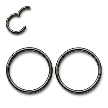 AMASIS Nose Rings and Nose Studs Set, Stainless Steel Hinged Nose Hoops and CZ Studs, Select Sizes and Styles for Nostril Septum Cartilage Piercing Jewelry - color: Black, size: 2-Piece Hoops,20Gauge,7mm