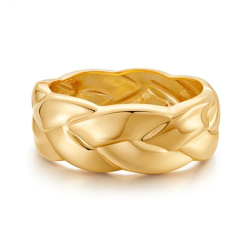 YBMYCM Chunky Gold Cuff Bangle Bracelets for Women Wide Gold Bangle Hammered Open Wrist Cuff Bracelets Wrap Bracelet - style: B-Gold
