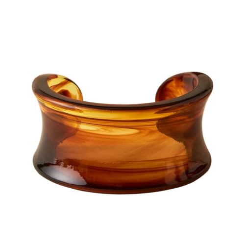 Caiyao Vintage Acrylic Resin Open Cuff Bracelets Colorful Geometric Transparent Tortoiseshell Acetate Plate Cuff Bangles Retro Wide Chunky Plastic Bracelet for Women Party Jewelry Giifts - color: Brown