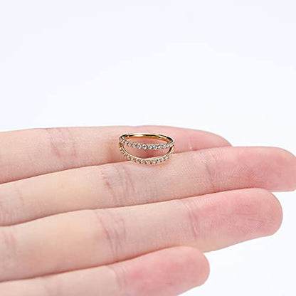 GAGABODY Conch Piercing Double Open Stack with CZ 16 Gauge Hoop Earrings 18g Septum Jewelry 20g Septum Ring Daith Earrings 316L Surgical Steel Lip Rings Helix Rook Cartilage Earrings Hoop - color: Style9:Gold+Double Hoop CZ