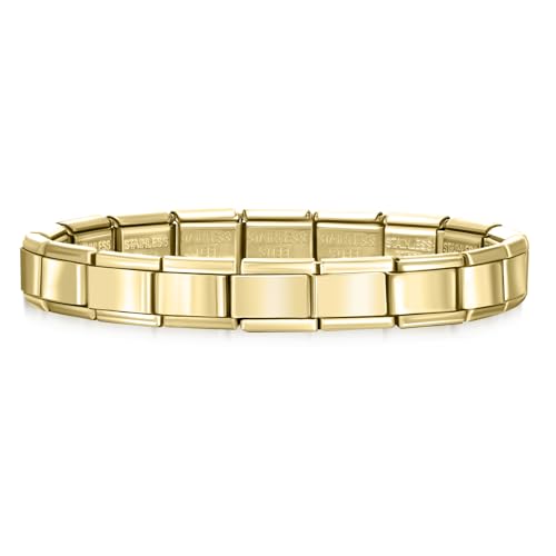 Stainless Steel Italian Charm Bracelet, 18 Link Starter Bracelet 9mm Charms | Italian Charm Bracelet with 9Pcs/20Pcs Charms and Opening Tools, Classic 9mm Modular Charm, Personalized Jewelry Gift - color: Gold