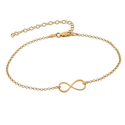 Personalized Infinity Bracelet - Choose Your Style - Sterling Silver, Solid Gold or Plated - Rolo Chain - color: 18K Gold Plated Silver, size: Classic Bracelet