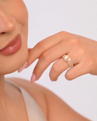 Rinfit Womens Silicone Wedding Ring with Stainless Steel Heart - Rubber Bands - Patented Design - color: PACK A: Nude / Metal Heart - Rose Gold, size: Size 10