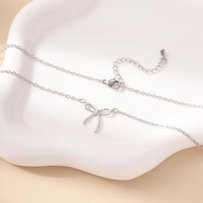 RZKING Silvery Necklace for Women, Gifts for Friend Mom Daughter Teacher - style: Bow