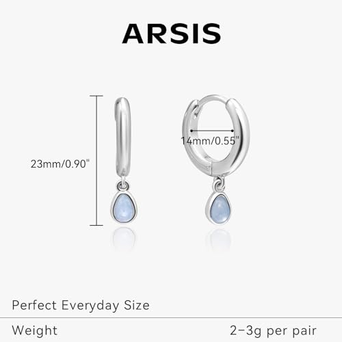 ARSIS Heart Charm Huggie Hoop Earrings for Women, Dainty 18K Gold Plated Heart Drop Hoops with CZ, Hypoallergenic, 925 Sterling Silver Posts, Tarnish-Free, Lightweight Jewelry Gift for Her - color: Aqua Teardrop