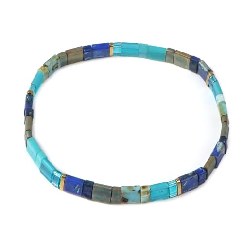 Candy Colorful Tila Flat Beads Bracelets for Women Trendy Unique Friendship Handmade Stackable Christmas Jewelry Gifts - color: dark blue
