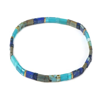 Candy Colorful Tila Flat Beads Bracelets for Women Trendy Unique Friendship Handmade Stackable Christmas Jewelry Gifts - color: dark blue
