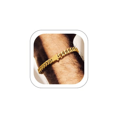Bandmax Mens Hip Hop Cuban Link Bracelets 5/7/9/12MM Stainless Steel Miami Curb Chain Bracelet Silver/Gold Plated/Black Wristlet Chains for Men 7"-9" - color: 06 7MM-Gold