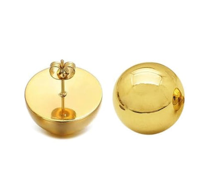 Stainless Steel Gold Button Earrings for Women – Half Ball Round Dome Studs – High Polished 10mm-24mm – Ideal Gift for Women - style: Gold Plated Stainless Steel - Dome