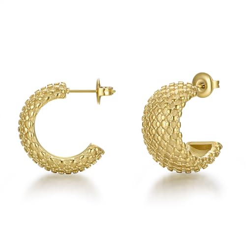 FRUMOS 18K Gold Plated Chunky Hoop Earrings for Women Fashion Thick Gold Hoops Set Jewelry for Birthday Christmas Gifts - color: Gold Braided Chunky Hoop