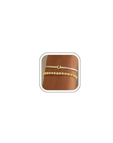 14K Gold Plated Bracelets for Women Dainty Tennis Initial Bracelet Trendy Beaded Stackable Charm Bracelets Layered Waterproof Bracelet Dainty Bracelet for Women Jewelry Gifts - style: U