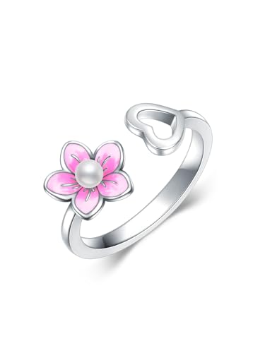 Dragonfly Toe Ring for Women 925 Sterling Silver Dragonfly/Butterfly/Cat/Paw Toe Rings Adjustable Open Ring for Women Christmas Jewelry Gift - color: Flower