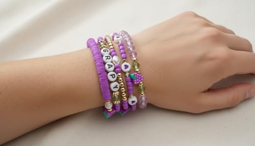 Twinfree Bohemian Cute Fruit Banana Cherry Strawberry Pineapple Mango Polymer Clay Beaded Stackable Stretch Bracelets - color: color 25