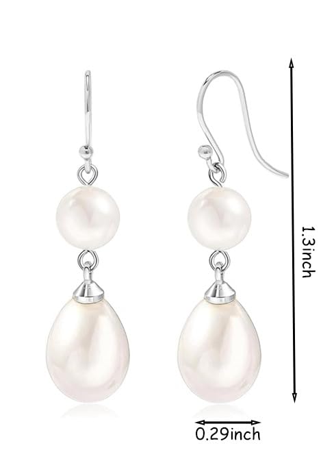 925 Sterling Silver Hook Pearl Dangle Earrings for Women Drop Hook Vintage Earrings Jewelry Birthday Gifts - style: DBHook