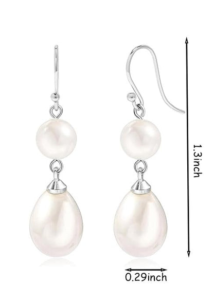 925 Sterling Silver Hook Pearl Dangle Earrings for Women Drop Hook Vintage Earrings Jewelry Birthday Gifts - style: DBHook