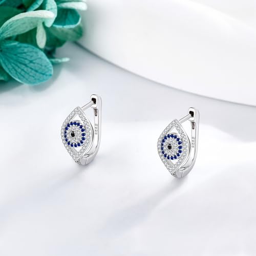 Blue Evil Eye/Celtic/Owl/Moonstone/Paw Print/Cubic Zirconia Hoop Earrings for Women 925 Sterling Silver Women Earrings Jewelry - style: eye C