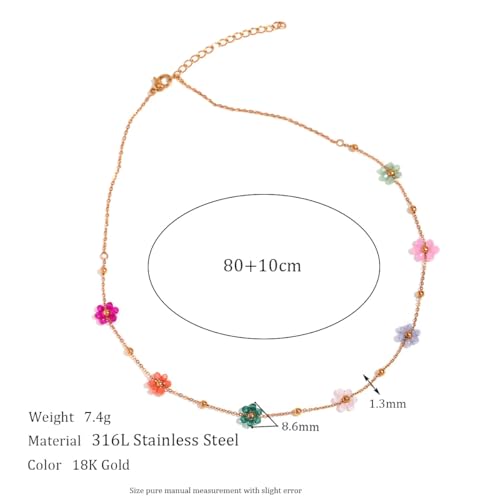 Cute Flower Beaded Ball Waist Chain Belt for Women Stainless Steel Bead Daisy Flowers Adjustable Waist Summer Beach Party Bikini Belly Chains 18K Gold Plated Fashion Jewelry Body Accessories 31.5"+ 4"