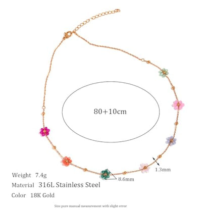 Cute Flower Beaded Ball Waist Chain Belt for Women Stainless Steel Bead Daisy Flowers Adjustable Waist Summer Beach Party Bikini Belly Chains 18K Gold Plated Fashion Jewelry Body Accessories 31.5"+ 4"