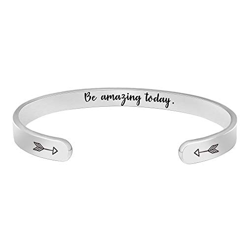 Btysun Bracelets for Women Mothers Day Bracelet Gifts from Daughter Inspirational Gifts for Women Graduation Gifts for Her Motivational Birthday Cuff Bangle Friendship Personalized Mantra Jewelry… - style: Be amazing today
