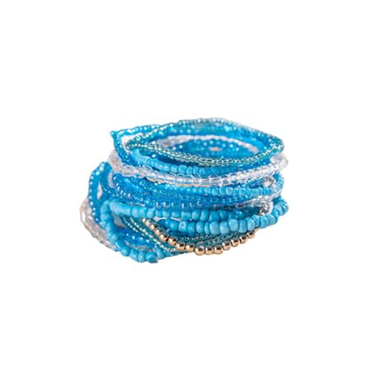 8-20Pcs Colorful Bohemia Seed Beaded Bracelets Handmade Adjustable Stackable Rainbow Beads Stretch Bracelets Anklet Multilayer Vacation Elastic Bangle for Women Summer Beach Boho Jewelry Gift - style: 20pcsA