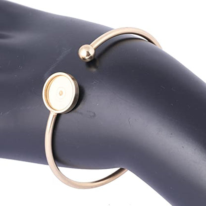 5pcs 12mm Cabochon Bracelet Base Setting Blanks Bendable Rose Gold Stainless Steel Cuff Bracelets Bangle Bezel Findings - color: gold plated