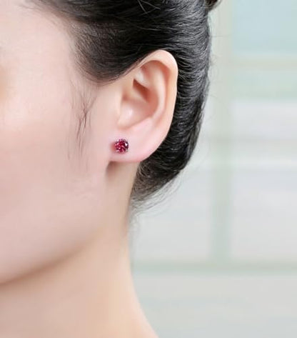 Adabele Authentic Sterling Silver Birthstone Stud Earrings 6mm 8mm Cubic Zirconia Imitation Diamond Gemstone Hypoallergenic Nickel Free Tarnish Resistant Women Fine Jewelry - color: January, size: 6mm/0.84 Carat