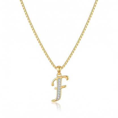Initial Necklace for Women, 14K Gold Silver Plated Box Chain Letter Pendant, Trendy Name Necklace, Dainty Personalized Charm Jewelry Gift for Her - color: Gold, style: F