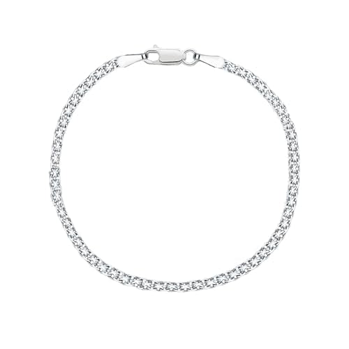 Savlano 925 Sterling Silver 2MM Bismark Chain Mesh Link Anklet for Women Comes in 9"-10" inches with Gift Box - Made in Italy - style: 9 Inches