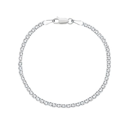 Savlano 925 Sterling Silver 2MM Bismark Chain Mesh Link Anklet for Women Comes in 9"-10" inches with Gift Box - Made in Italy - style: 9 Inches