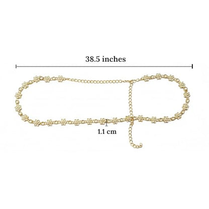 I Jewels Gold Plated Indian Wedding Bollywood Floral Link Design Adjustable Kamarband/Belly Chain/Kandora/Waist Belt for Women (B080W)