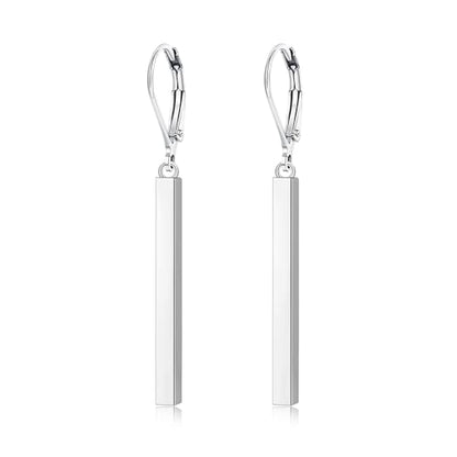 Leverback Earrings Dangle Earrings for Women Dangly Earrings Anniversary Birthday Gifts for Women - style: Vertical Bar Earrings-Silver