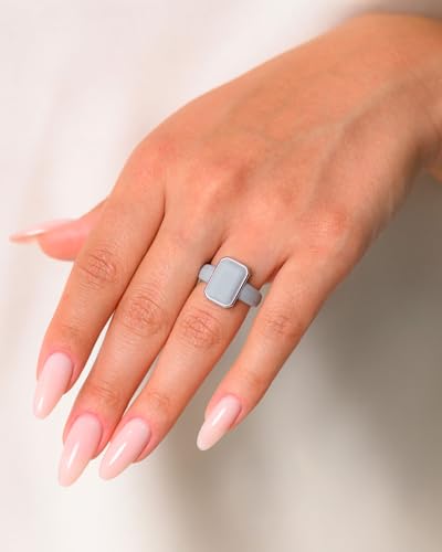 Patented Metal-Framed Silicone Rings - Emerald Collection - color: Pack R - Gray / Metal Silver