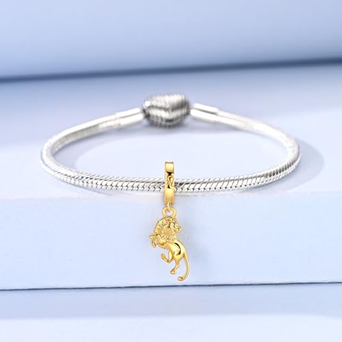 LAZA 925 Silver Charms for Bracelets and Necklaces Gold charms for Women | Summer Travel Party Lucky Zodiac Charms Clearance Pendant Beads Christmas Birthday Graduation Gift Jewelry for Women - color: Leo