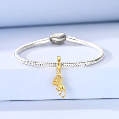 LAZA 925 Silver Charms for Bracelets and Necklaces Gold charms for Women | Summer Travel Party Lucky Zodiac Charms Clearance Pendant Beads Christmas Birthday Graduation Gift Jewelry for Women - color: Leo