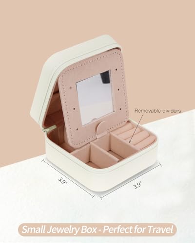 Uygafly Gifts for Teen Girl Trendy Stuff,Birthday Gift for 5 6 7 8 9 10 11 12 13 14 15 Year Old Girls,Cute Travel Jewelry Case Small Box | Cream,C - color: Cream, style: C
