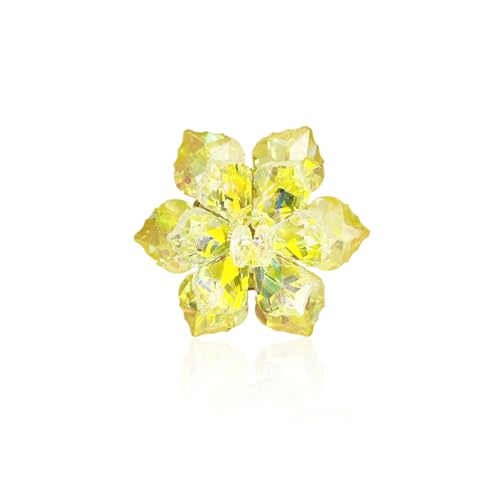 Crystal Flower Brooch Pin for Women Dress Suit Bag Hat Broochs Pins Christmas Brooch Pin Wedding Party Birthday Dance Jewelry Accessories - color: Yellow Flower Brooch Pin