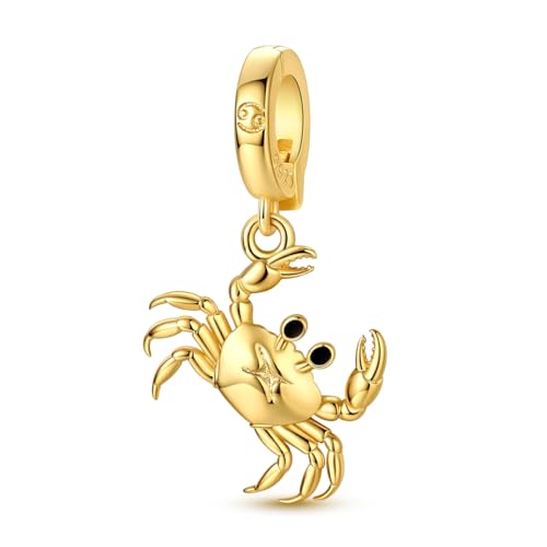 LAZA 925 Silver Charms for Bracelets and Necklaces Gold charms for Women | Summer Travel Party Lucky Zodiac Charms Clearance Pendant Beads Christmas Birthday Graduation Gift Jewelry for Women - color: Cancer