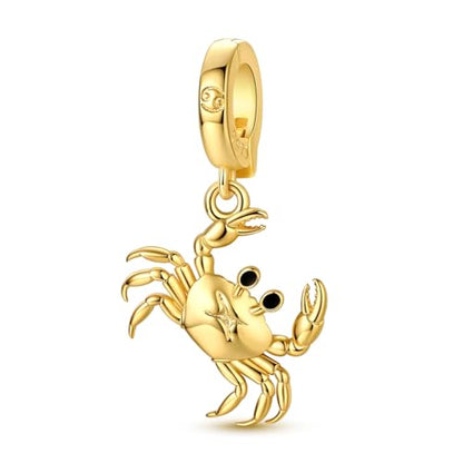 LAZA 925 Silver Charms for Bracelets and Necklaces Gold charms for Women | Summer Travel Party Lucky Zodiac Charms Clearance Pendant Beads Christmas Birthday Graduation Gift Jewelry for Women - color: Cancer