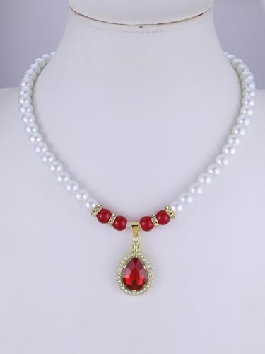 CSIYANJRY99 Pearl Jewelry Set for Women Prom Accessorie Faux Pearl Necklace Bracelet Earring Set Bride Bridesmaid Costume White Jewelry Sets - color: C-Red
