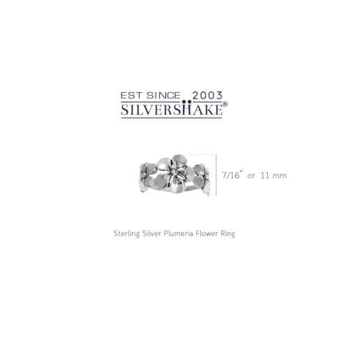 Silvershake 11MM Antique Finishing or Yellow Gold Plated 925 Sterling Silver 3 Plumeria Flowers Casual Ring Jewelry for Women