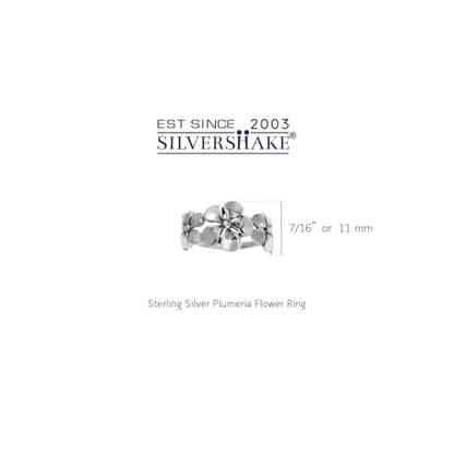 Silvershake 11MM Antique Finishing or Yellow Gold Plated 925 Sterling Silver 3 Plumeria Flowers Casual Ring Jewelry for Women