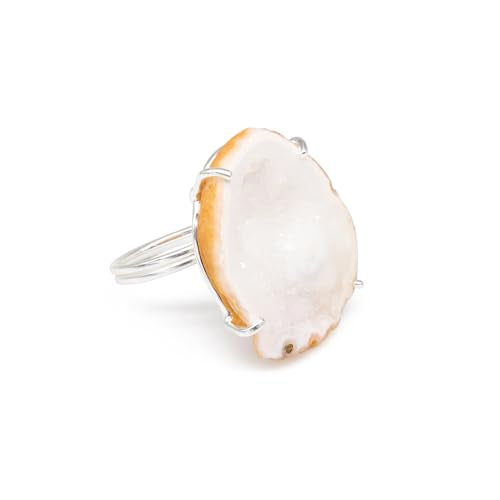 Geode Ring Set with Agate and Quartz Crystals,Stone Sizes 25-30mm - color: White, style: 1