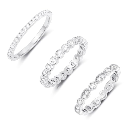 TOBENY Gold Engagement Rings for Women Non Tarnish 14K Gold Plated Stackable Cubic Zirconia Wedding Bands Ring Dainty Promise Love Eternity Stacking Thumb Ring Set Gold Bridal Rings Size 6 7 8 9 10 - color: B-3Pcs Silver Wedding Cubic Zirconia Rings