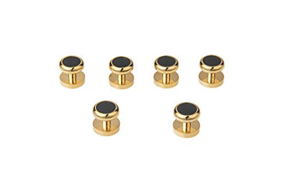 Cuff Links Mens, Cufflinks for Men, Men's Cuff Links for Wedding, Business, Father's Day, Gift for Men, 18K Gold Plated with Luxury Wooden Gift Box - style: Gold
