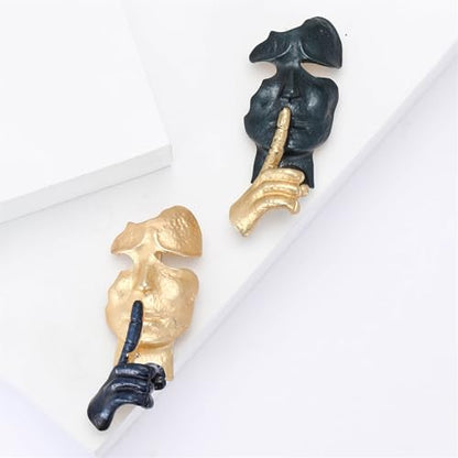 Gold Mask Enamel Lapel Brooch Pin for Women Men Abstract Art Enamel Brooch Silence is Thinker Badge Pin Accessories for Lapel Backpack Jacket Hat Bag - color: Gold