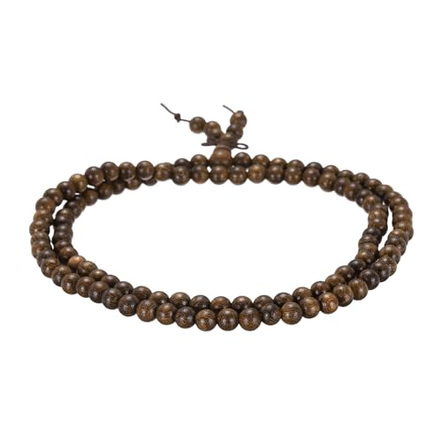 MECCANIXITY Prayer Beads Bracelet, Natural Wooden Bead Mala Bracelets Link Wrist Men Women Beaded Stretch Crafts Bangle - color: Golden Sandalwood Color