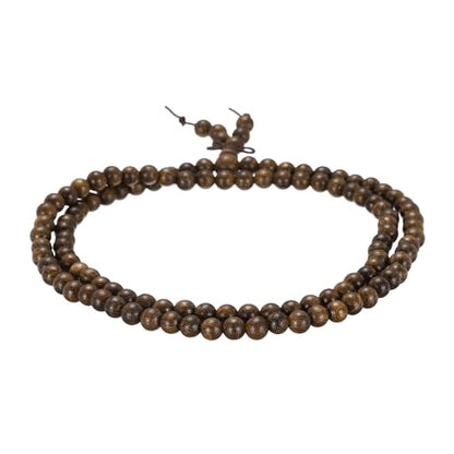 MECCANIXITY Prayer Beads Bracelet, Natural Wooden Bead Mala Bracelets Link Wrist Men Women Beaded Stretch Crafts Bangle - color: Golden Sandalwood Color