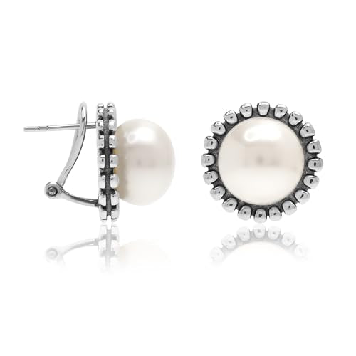 LeCalla 925 Sterling Silver Stud Earrings for Women | Pierced Omega Back Earring | Omega Earrings Jewelry Gift for Her, Wife | Daily Wear & Special Occasion Earring - color: Omega Back 04