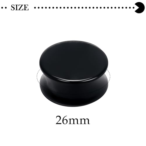 6G-30mm Solid Acrylic Black Gauges for Ear lightweight Tunnels Double Flared Saddle Ear Plugs Tunnels Earrings for Women Men - color: 26mm = 1 1/32 inch